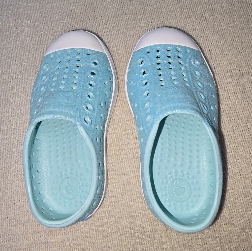 Native Jefferson Bling Glitter Blue Slip-on Sneaker shoes size C7